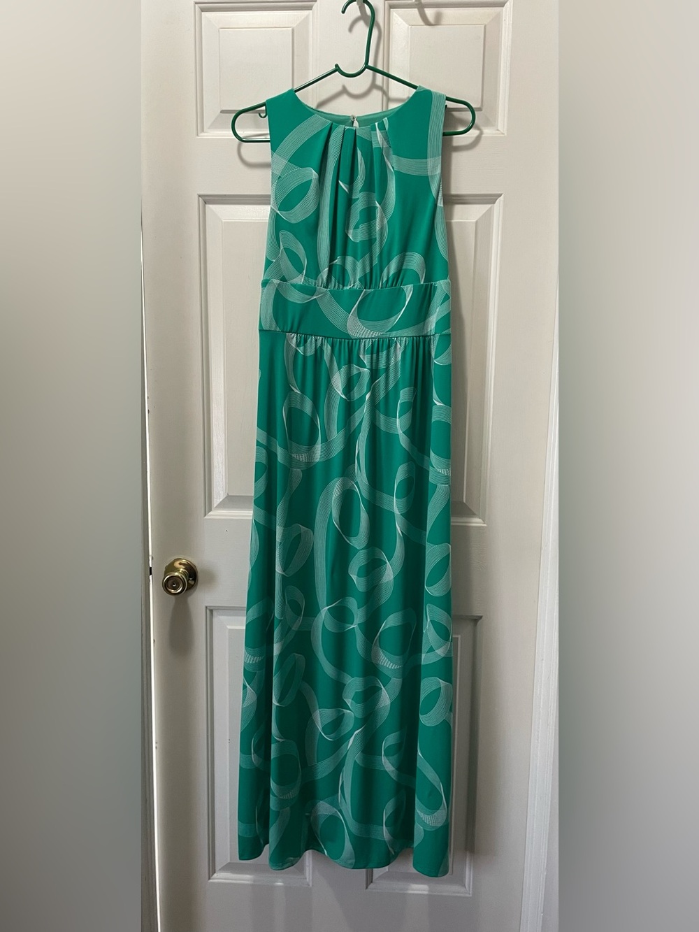 London Times Green & White Geometric Print Maxi Dress size 12 - Picture 4 of 10
